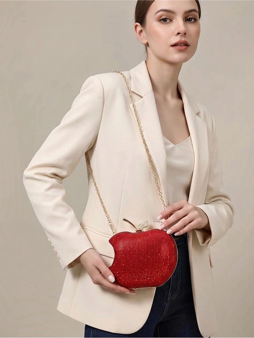 Rhinestone Apple Clutch Handbag